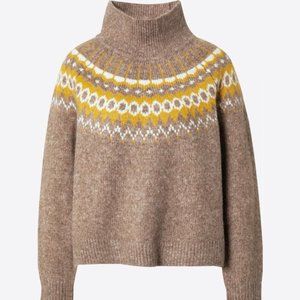 GAP Brushed Fairisle Funnelneck Sweater Molten Brown Size MEDIUM